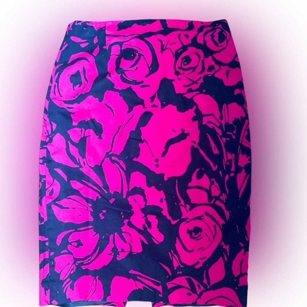 Express Floral Pencil Skirt -2 navy pink , cotton poly
